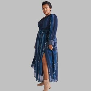 Nikita‎ Mhaisalkar Anthropologie Women's 1X One-Shoulder Floral Print Maxi Dress